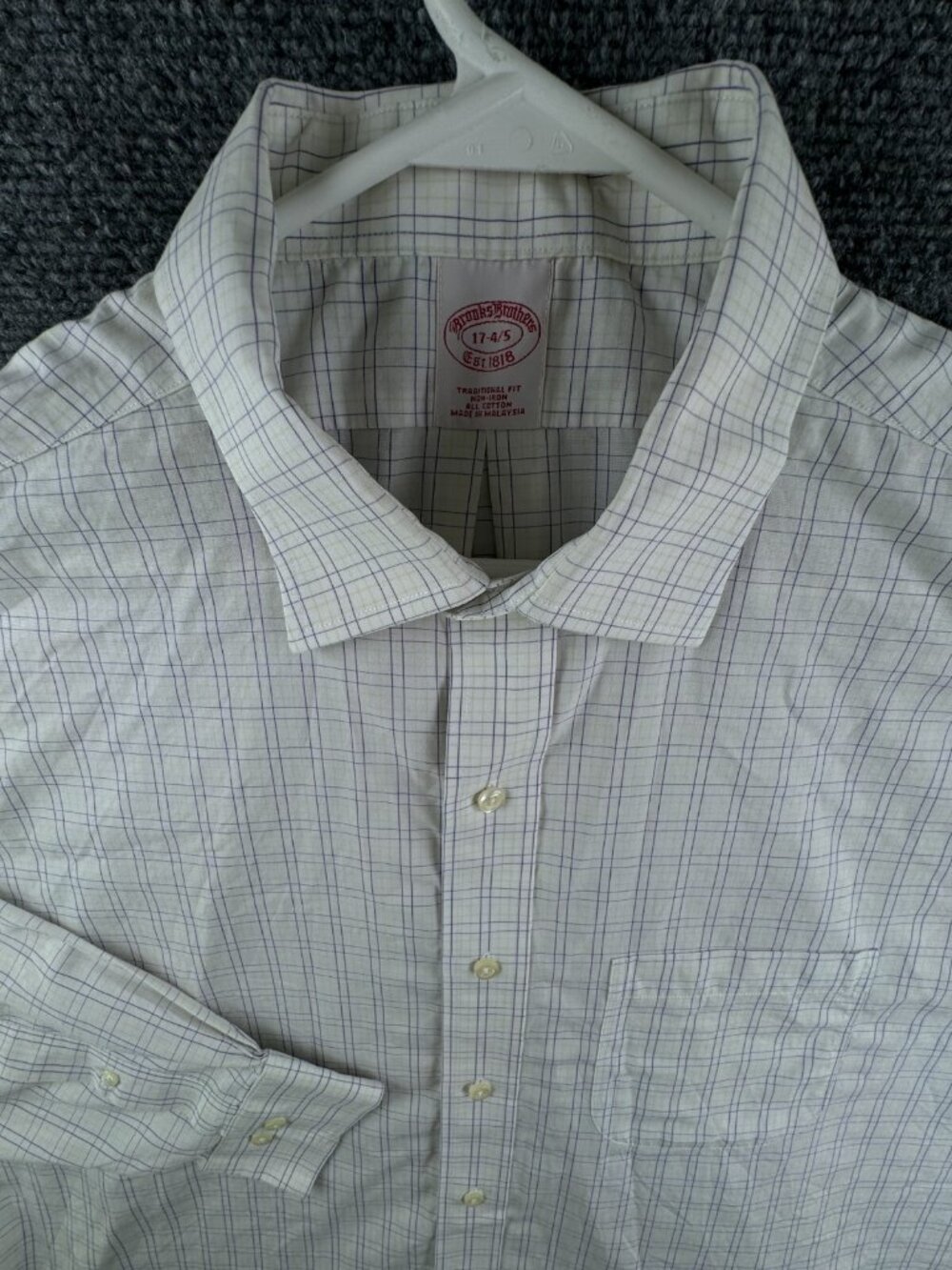 Brooks Brothers Green Purple Button Up Shirt Men Cotton 17 34/35 Traditional Fit